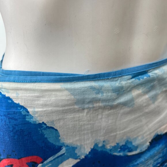 CHANEL 2002 VINTAGE Surf Blue White Sarong Wrap Tie Skirt one size - Picture 3 of 7